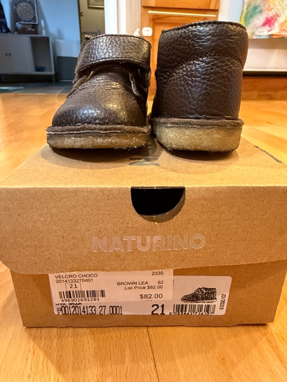 Naturino Brown Leather Toddler Velcro Boots